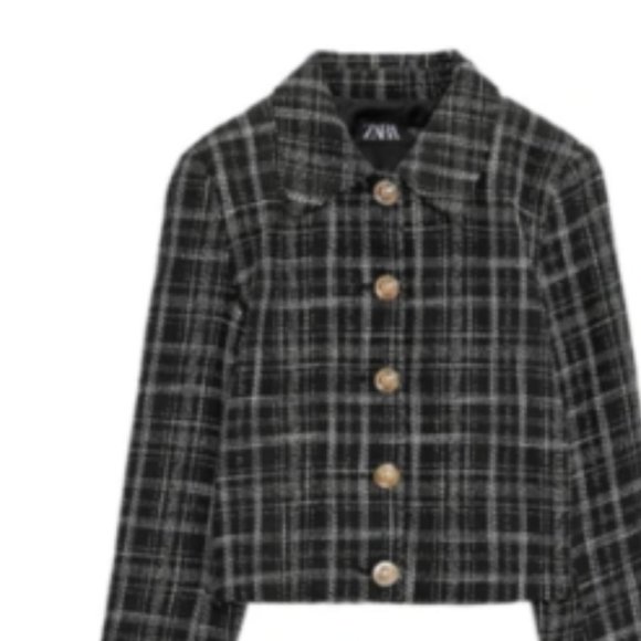 NWOT ZARA TARTAN PLAID GOLD BUTTON DETAIL BLAZER JACKET BLOGGERS FAV - Picture 5 of 11